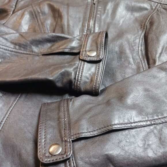 Vintage Danier Soft Dark Brown Women's Moto Style Biker Leather Jacket Size M - Picture 9 of 15